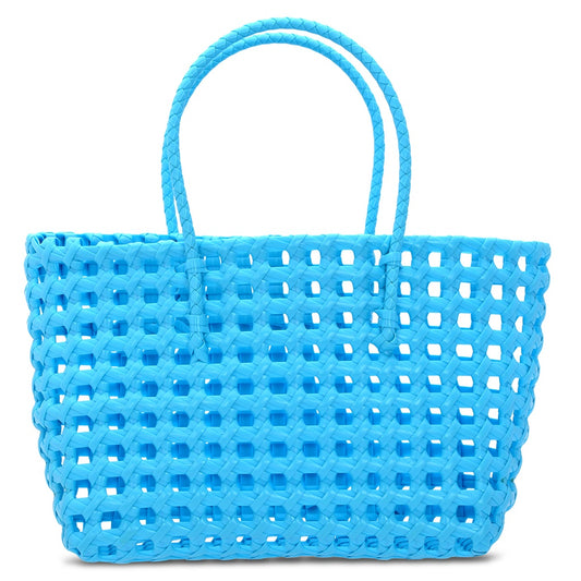 Large Blue Woven Tote Bag