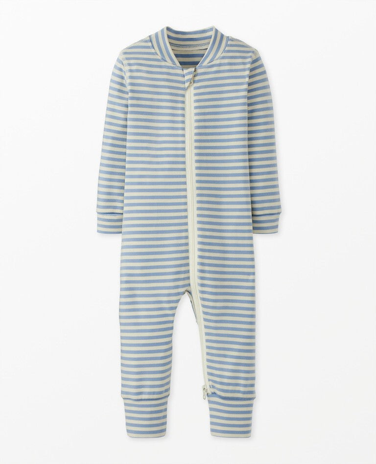 Baby Striped 2-Way Zip Sleeper in HannaSoft | Ecru/North Air