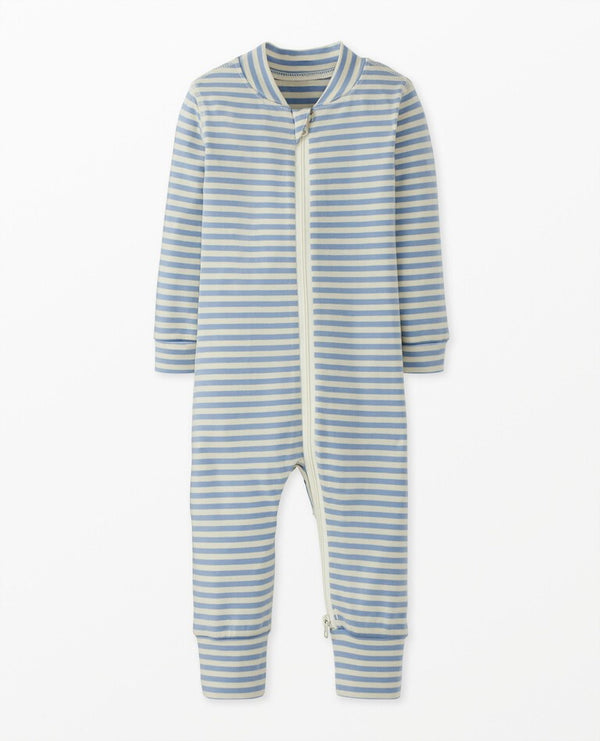 Baby Striped 2-Way Zip Sleeper in HannaSoft | Ecru/North Air