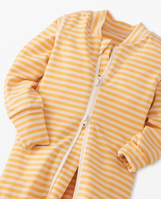 Baby Striped 2-Way Zip Sleeper in HannaSoft | Ecru/ Marigold