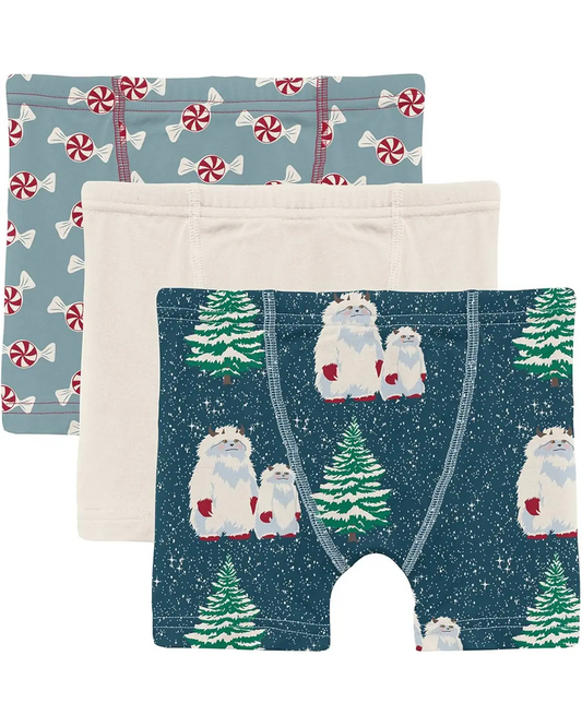 Print Boxer Set of 3 | Stormy Seas Peppermint, Natural + Peacock Yeti