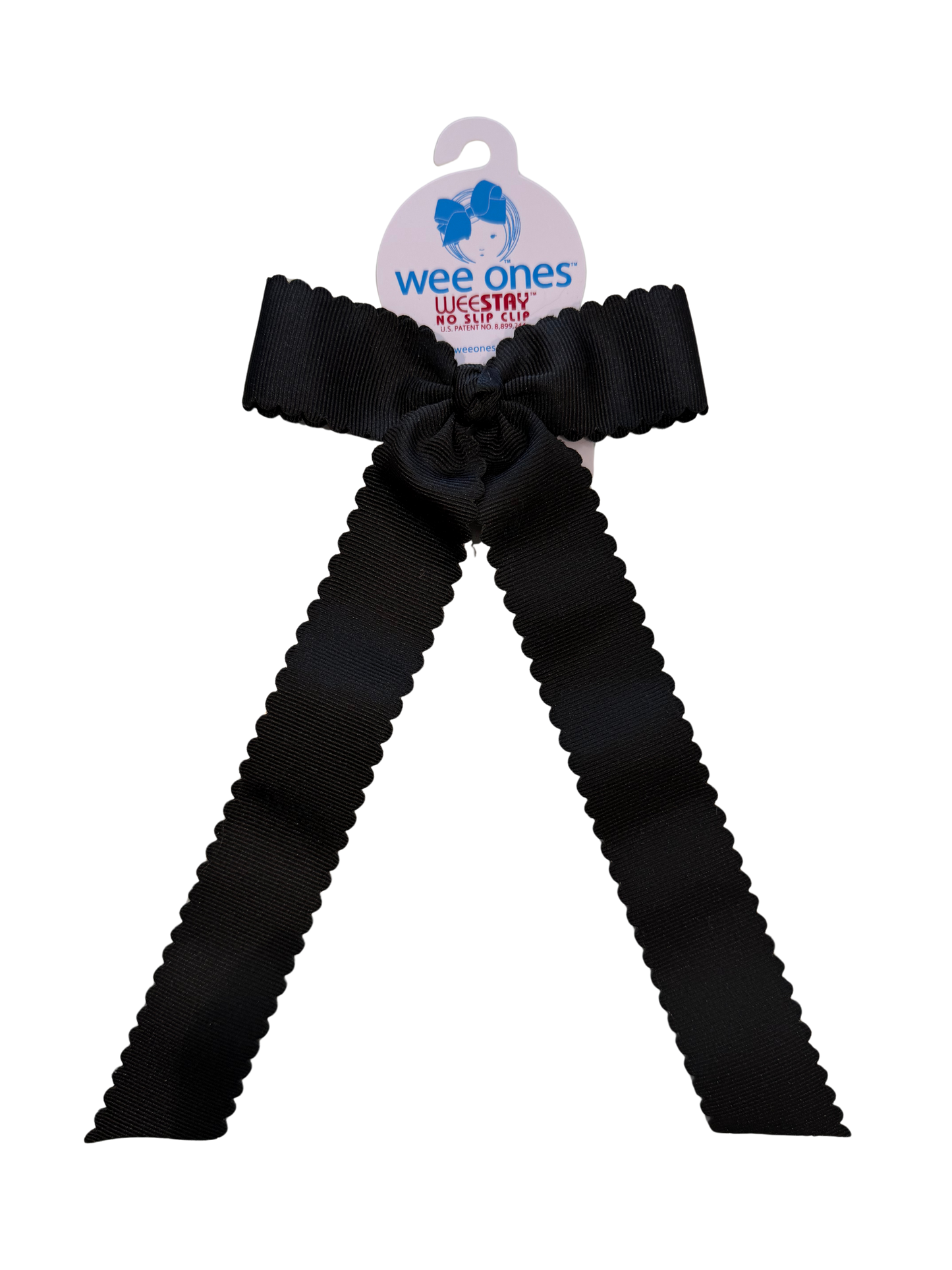 Medium Scalloped Edge With Tails Bow | Black