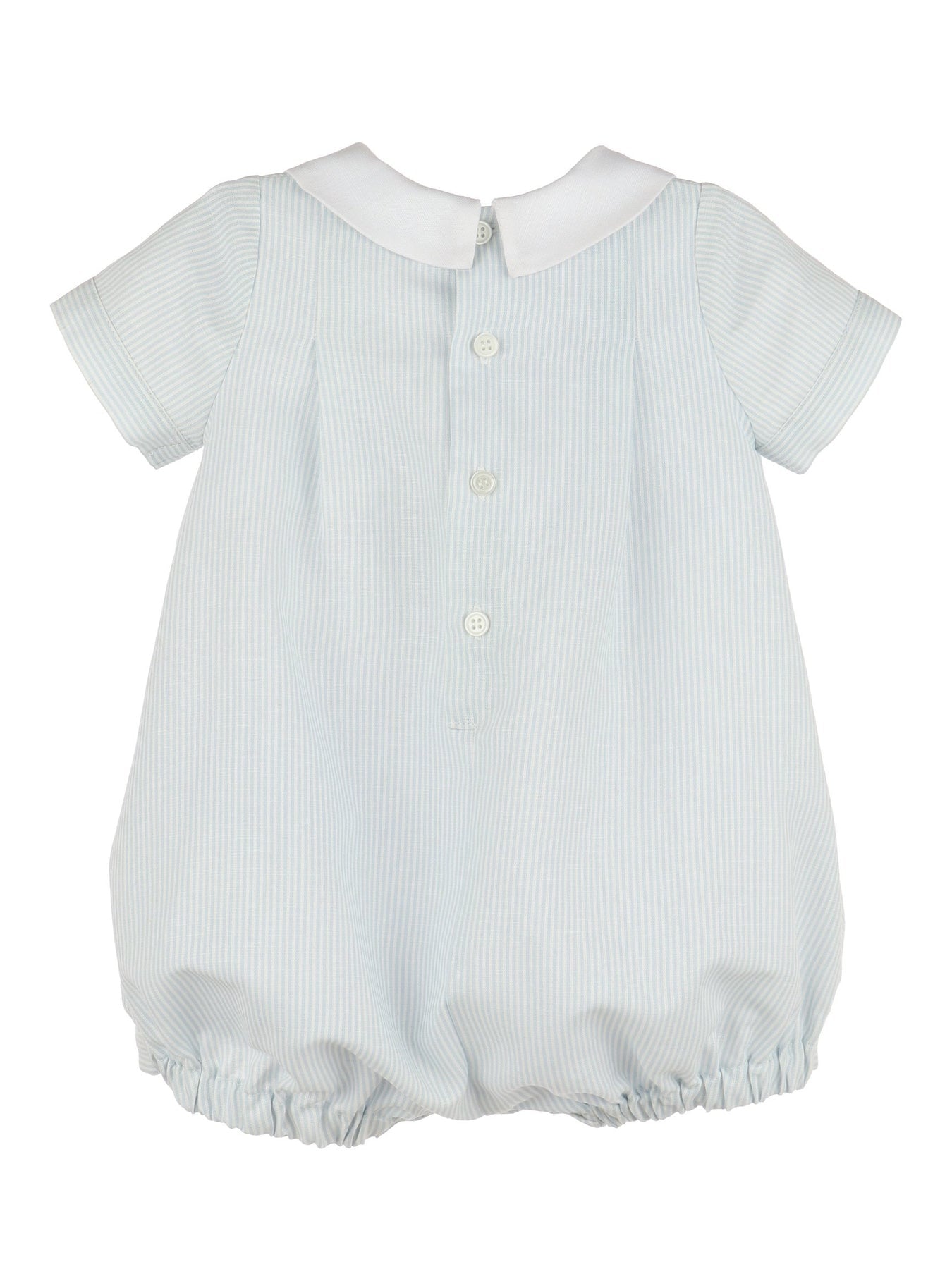 Pleated Embroidered Boy Bubble | Blue