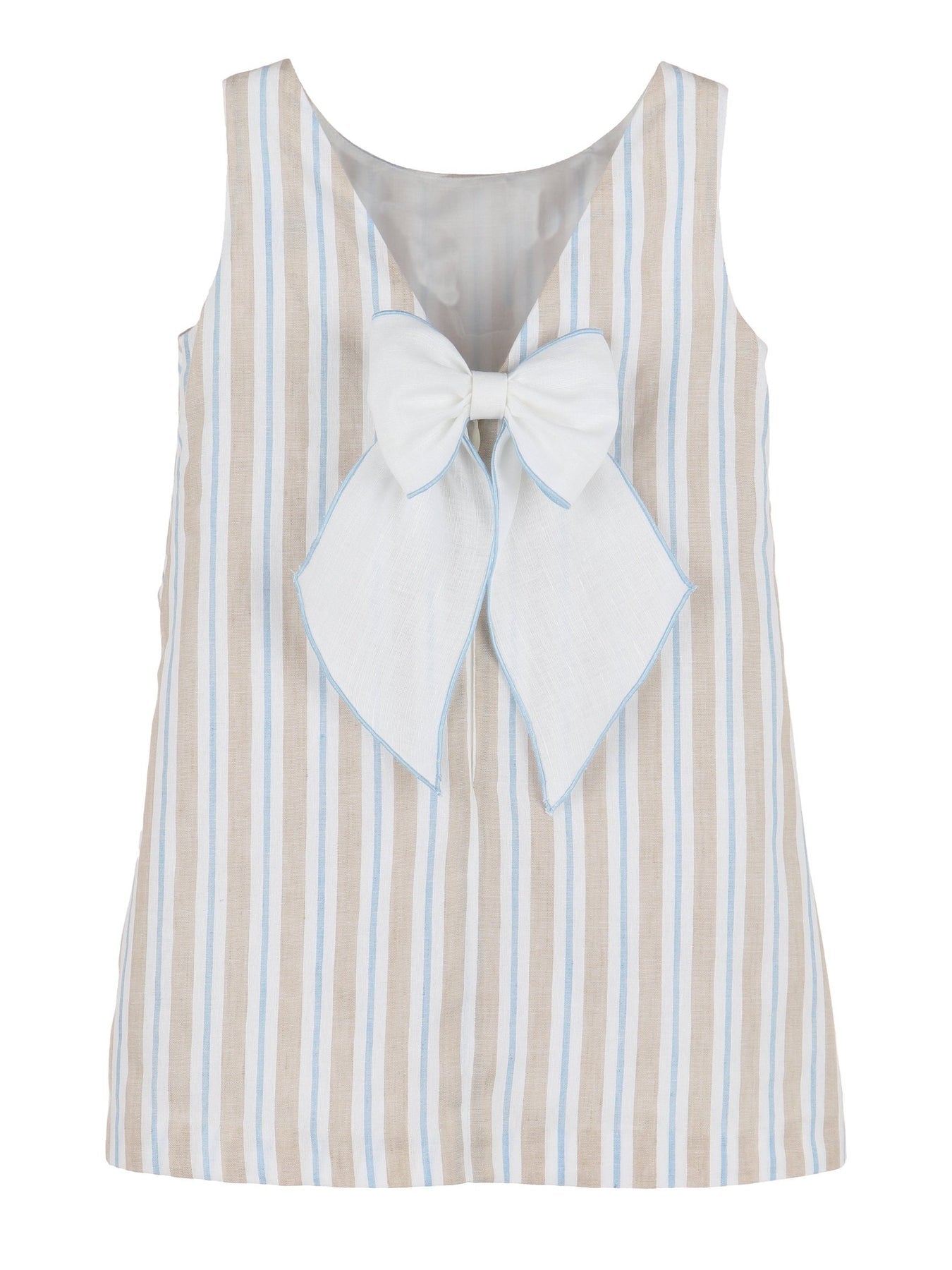 Stripes Cross Front Dress | Beige