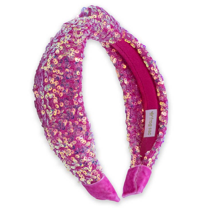 Sparkly Sequin Knot Headband | Hot Pink