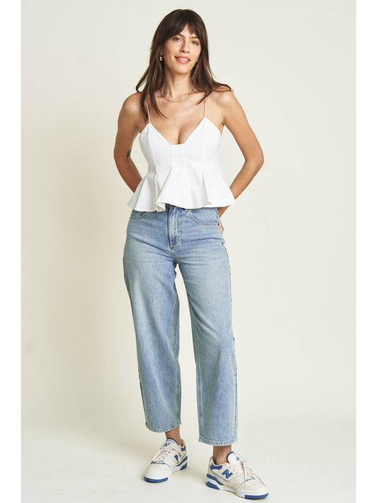 Harlow High Rise Barrel Jean || Light Indigo Worn