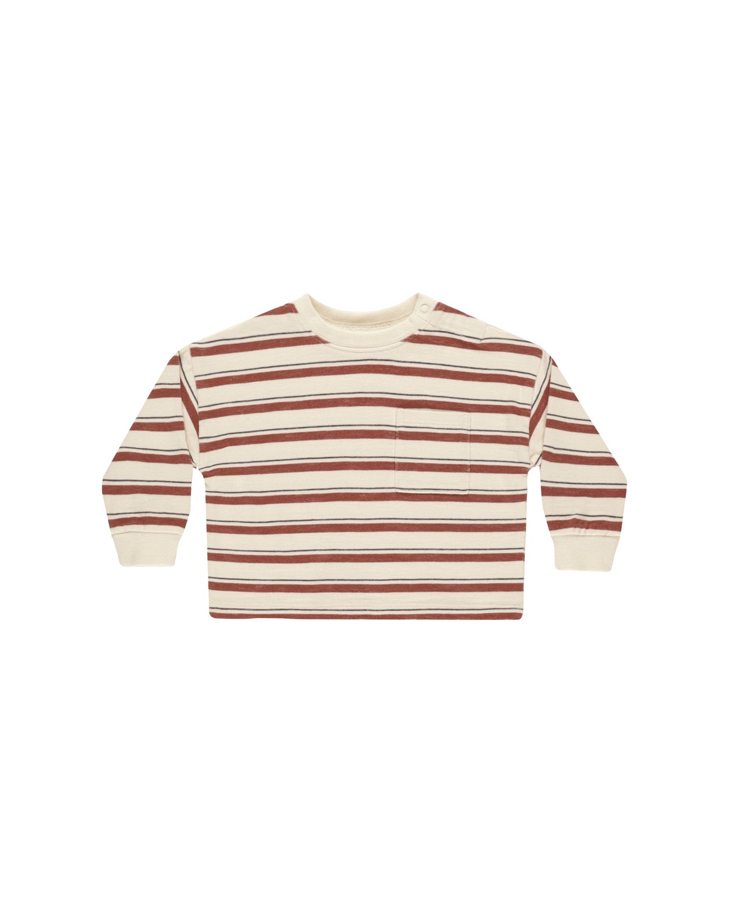 RELAXED LONG SLEEVE TEE | BRICK STRIPE