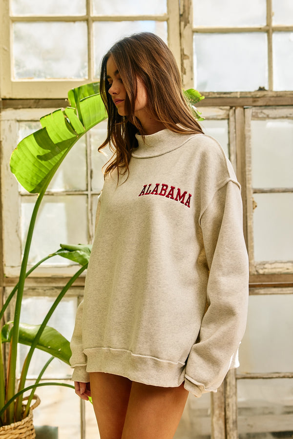 Alabama Embroidered Mock Neck Sweatshirt
