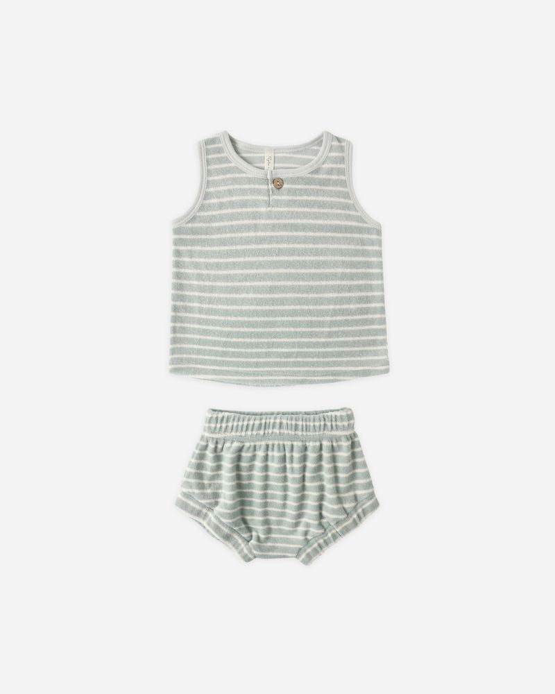 BABY TANK SET | SEAFOAM TERRY STRIPE