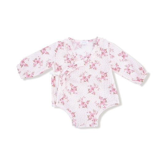Long Sleeve Kimono Bodysuit |Belle Rosette Dot