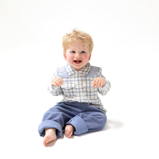 Long Sleeve Western Pearl Snap Shirt | Blue Plaid