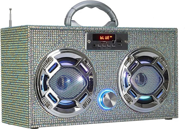 Iridescent Bling Boom Box With LED Speakers