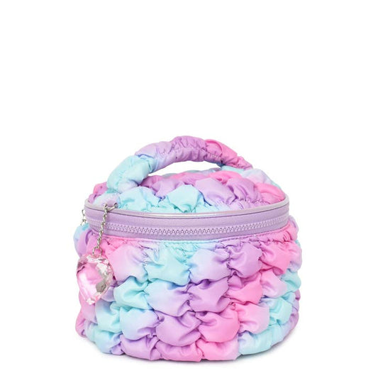 Quilted Scrunchies Glam Bag with Heart Charm | Ombré