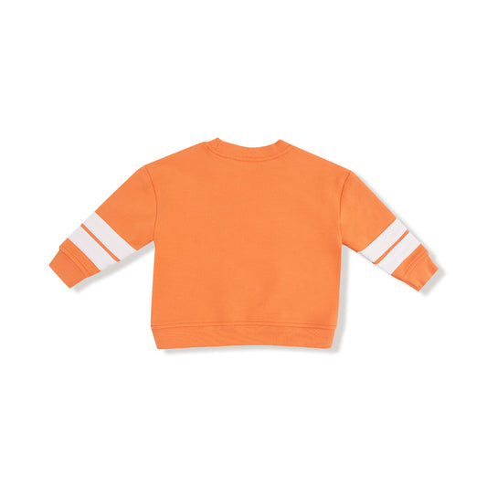 Cozy Drop Sleeve Sweatshirt with Varsity Stripes | Orange