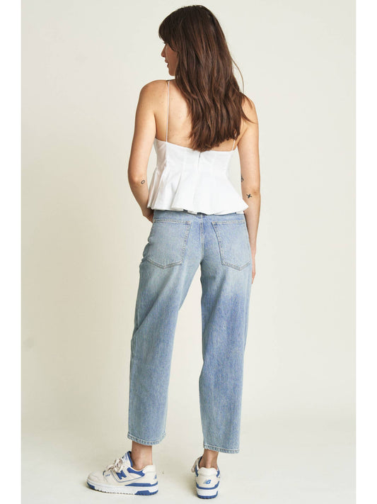 Harlow High Rise Barrel Jean || Light Indigo Worn