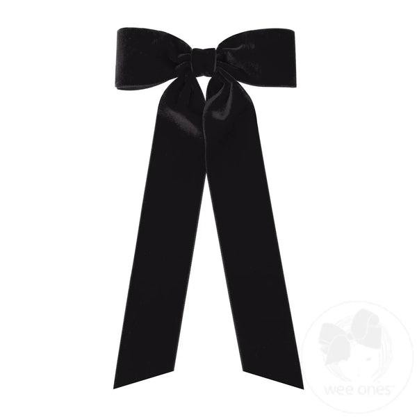 Medium Velvet Bow w/ Streamer Tails | Black