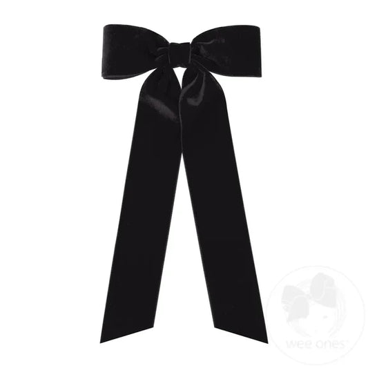 Mini Velvet Bowtie w/ Streamer Tails | Black
