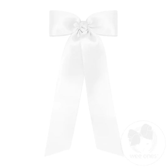 MEDIUM FRENCH SATIN BOWTIE || WHITE