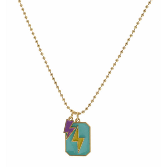 Kids 14" Bolt On Turquoise with Lavender Bolt Necklace