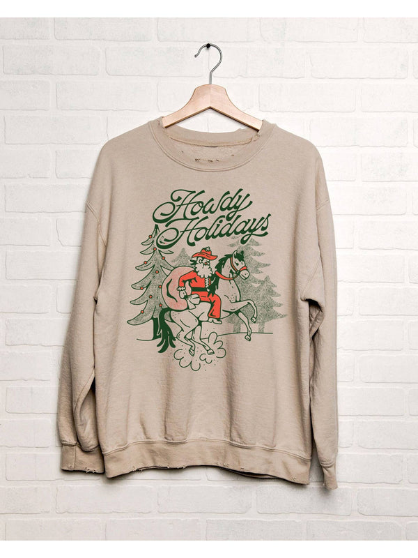 Howdy Holidays Sand Thrifted Sweatshirt