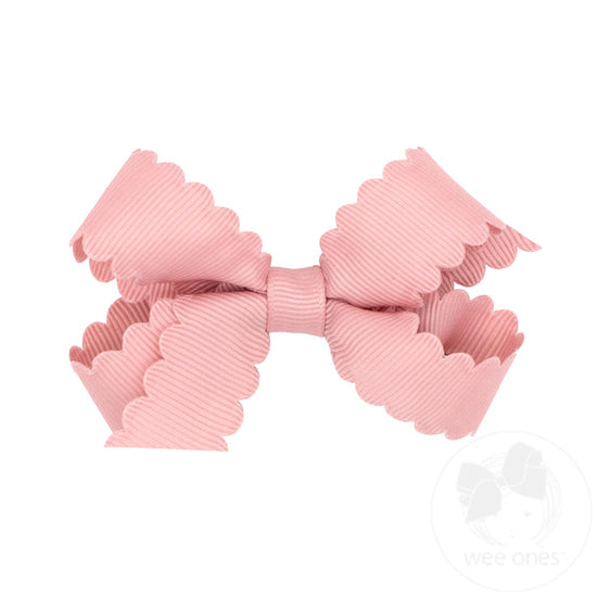 Mini Grosgrain Hair Bow with Scalloped Edge | Sweet Nectar