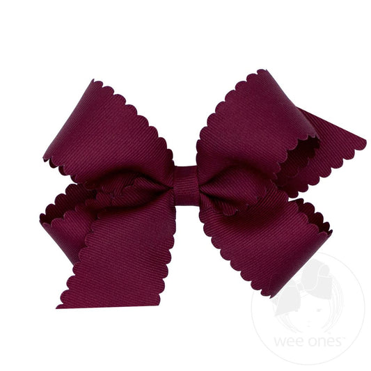 Medium Scalloped Edge Bow | Burgundy