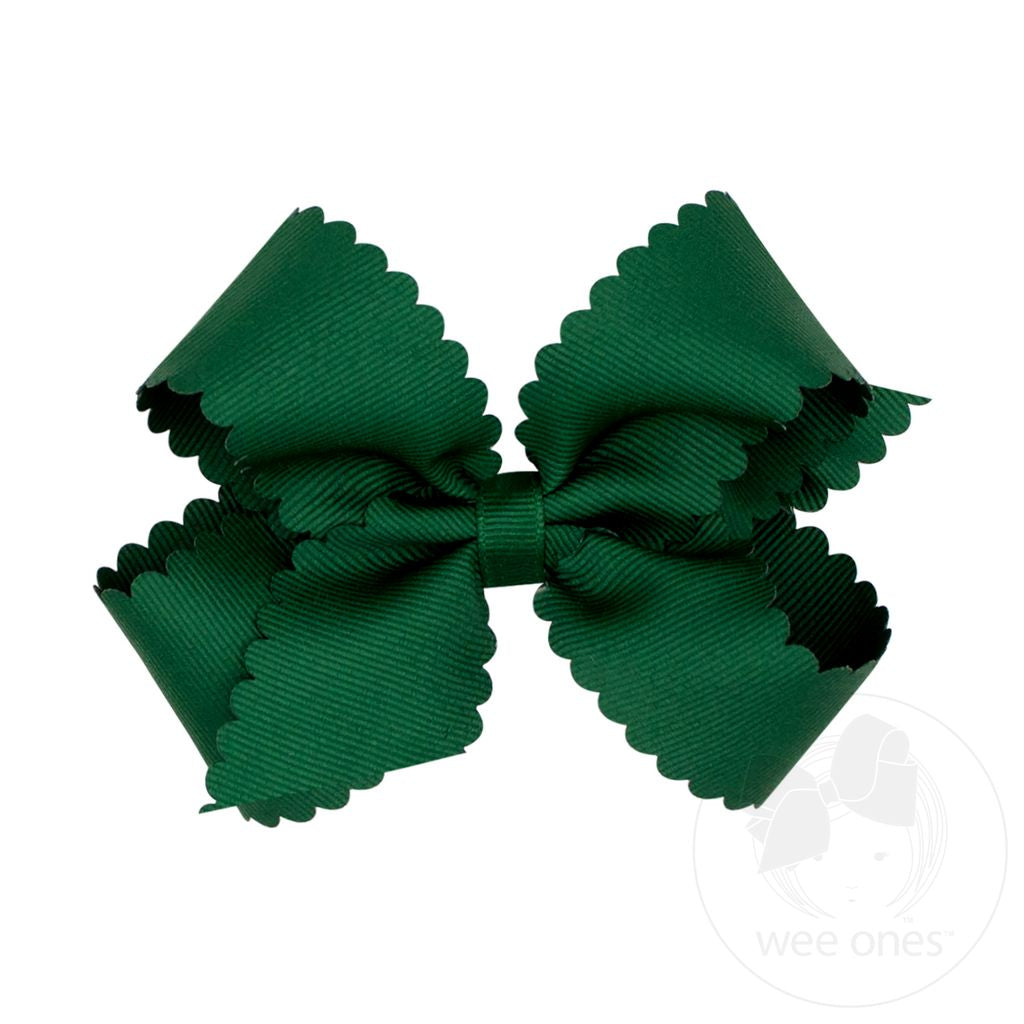 Medium Scalloped Edge Bow | Forest Green