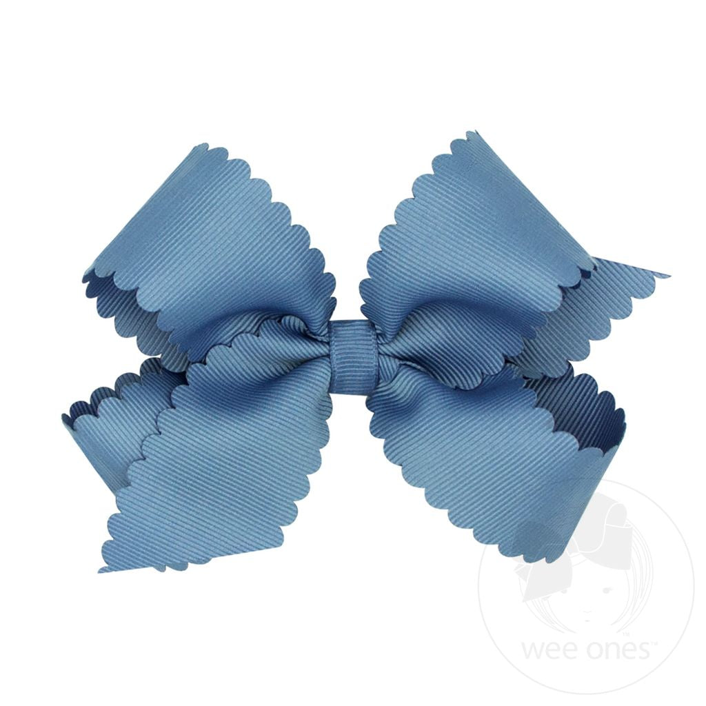 Medium Scalloped Edge Bow | Smoke Blue