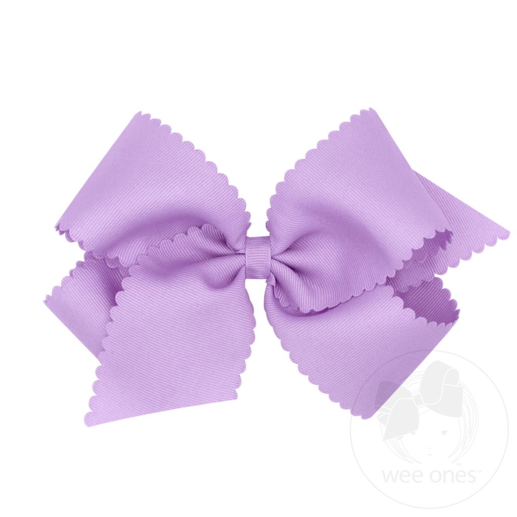 King Grosgrain Hair Bow Scalloped Edge | Light Orchid