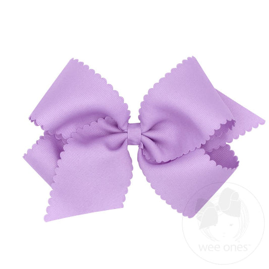 Mini Grosgrain Hair Bow Scalloped Edge | Light Orchid