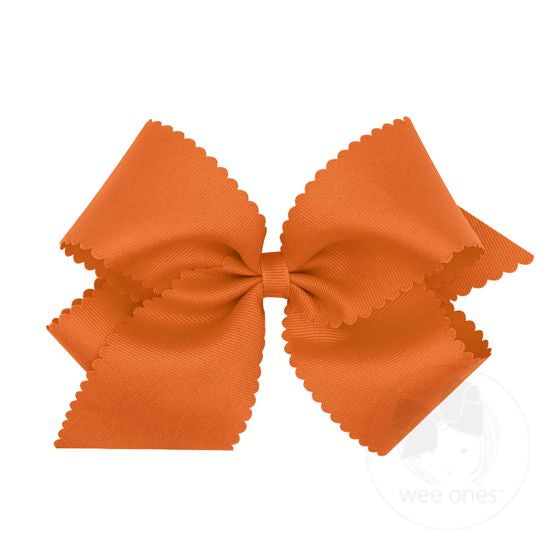 King Grosgrain Scalloped Edge Girls Hair Bow | Pumpkin