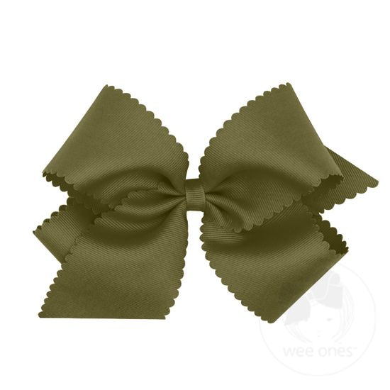 King Grosgrain Scalloped Edge Girls Hair Bow | Sage