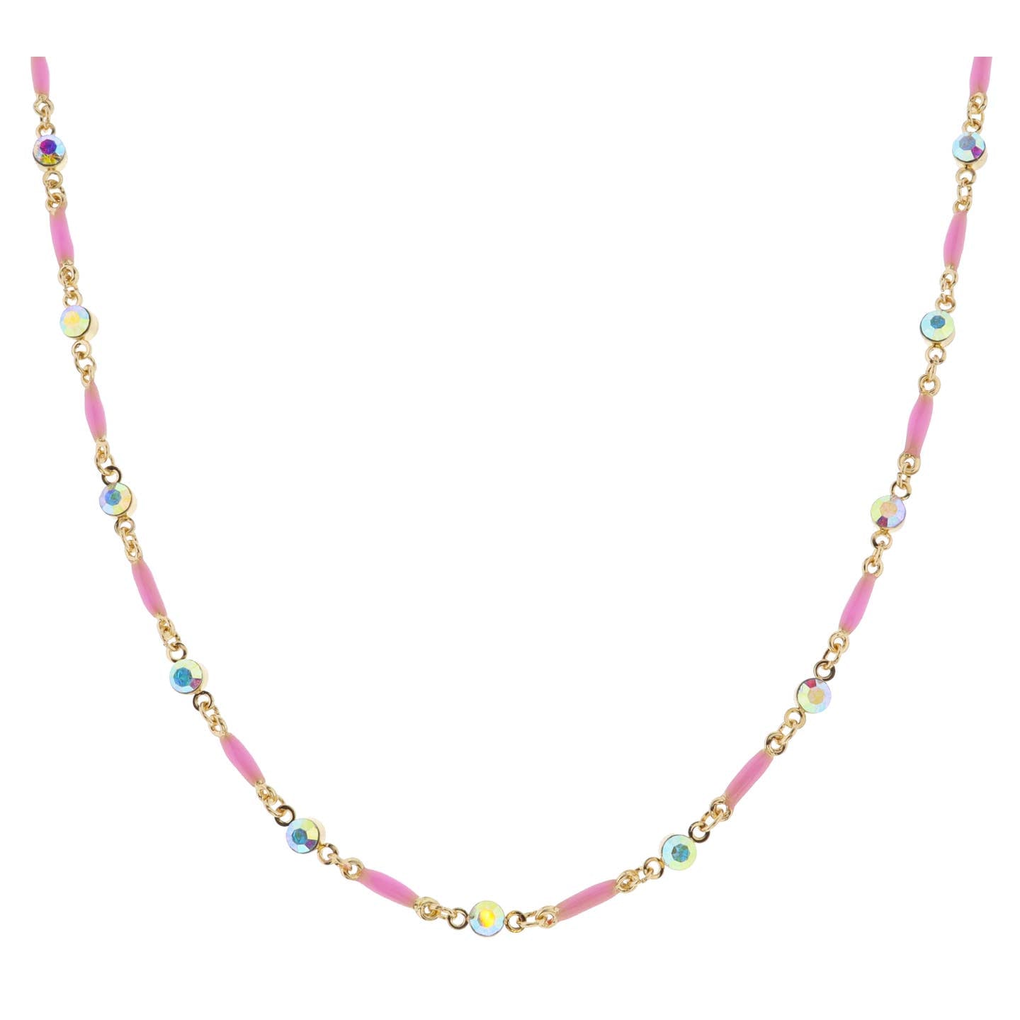 Kids Pink Bars with Ab Crystal Links Necklace