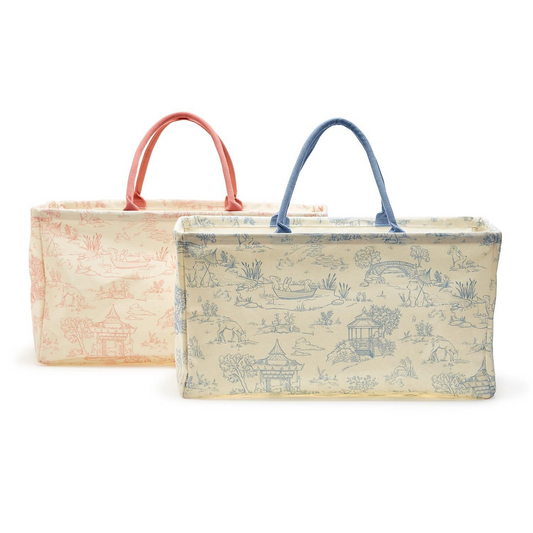 Toile Hamper/Storage Tote | Pink or Blue