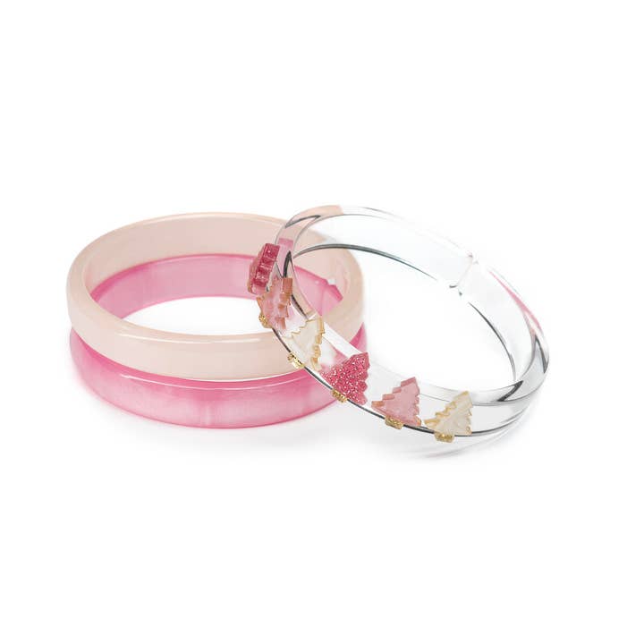 Christmas Tree Pink Pearlized Bangles