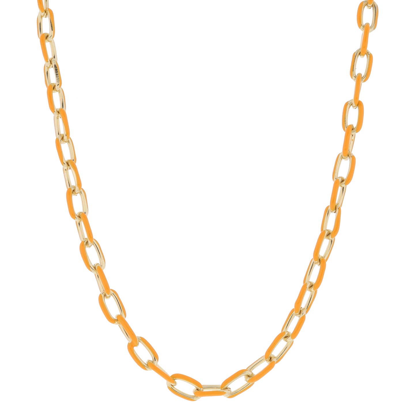Orange Enamel Cable Chain Necklace
