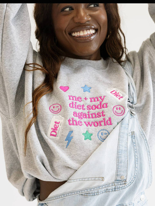 Me and My Diet Soda Embroidered Sweatshirt
