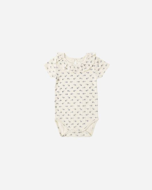 RUFFLER COLLAR BODYSUIT | BLUE DITSY