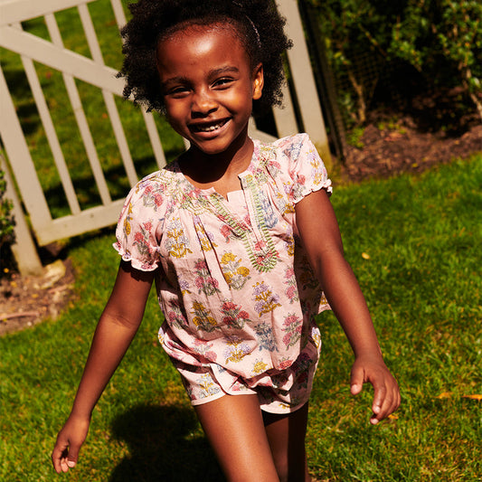 Girls Millie Short | Small Pink Flowerette