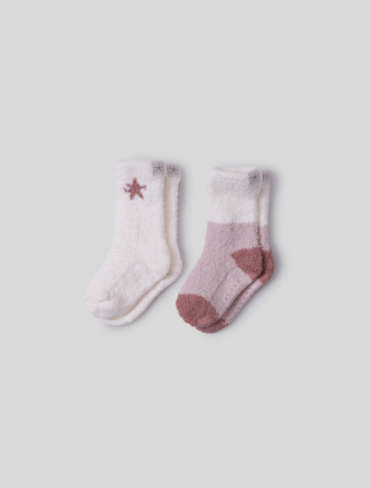 CozyChic® Toddler 2 Pack Color Block Sock Set | Dusty Rose Multi