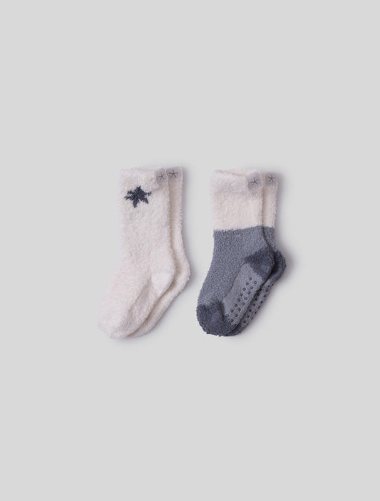 CozyChic® Toddler 2 Pack Color Block Sock Set | Moon Beam Multi
