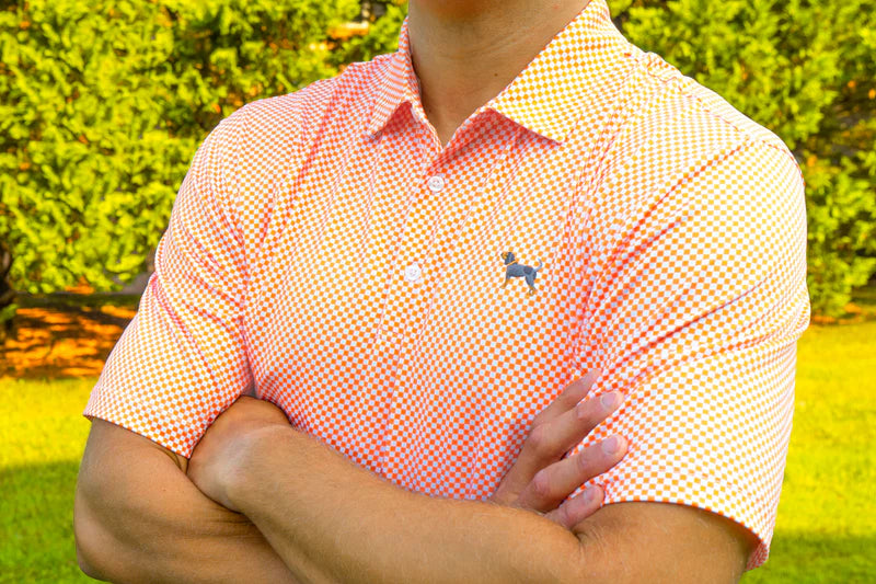 Bluetick Checkerboard Polo Men's | Orange and White