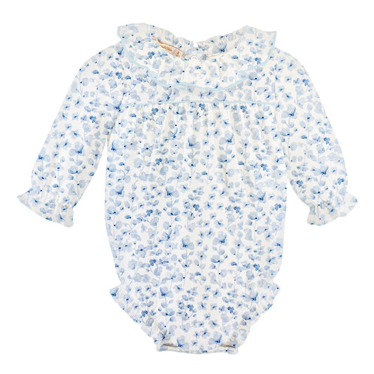 Girls LS Bubble w/ Ruffle Collar | Blue Begonias