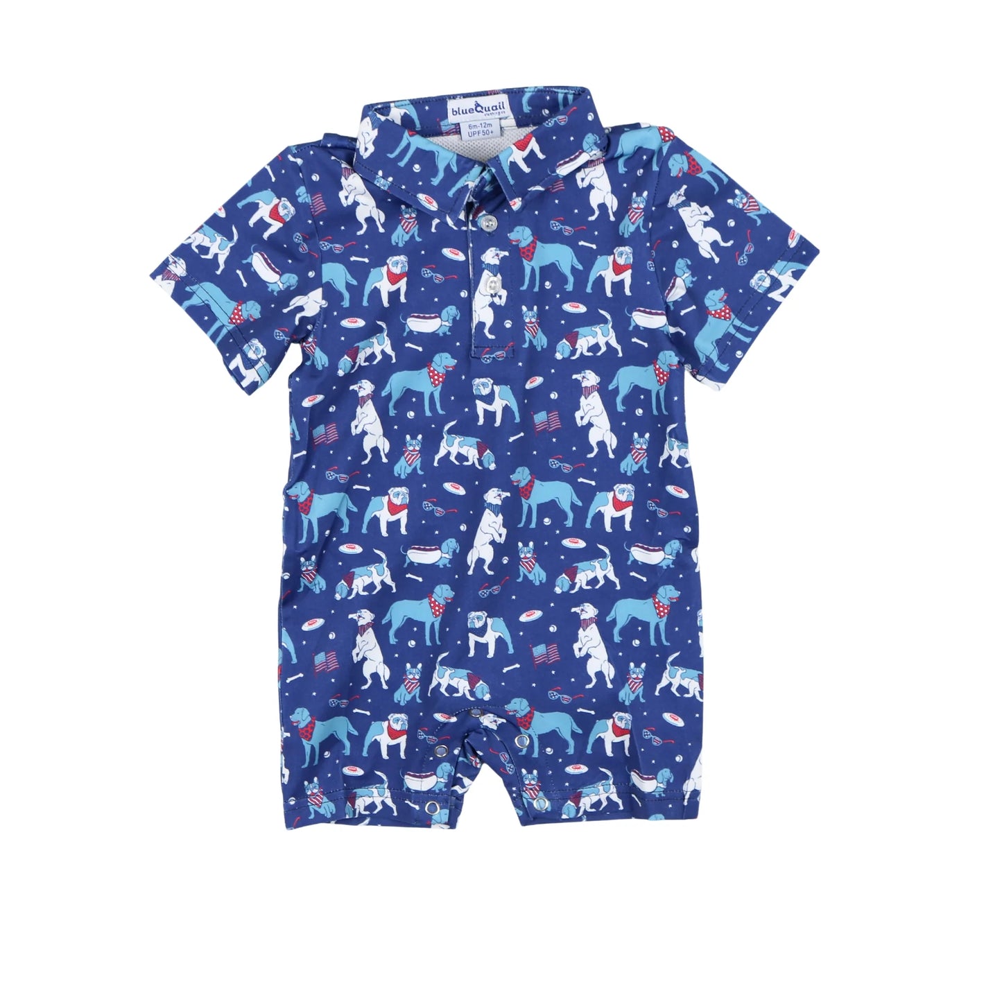 Polo Short Sleeve Romper | Yankee Doodle Dogs