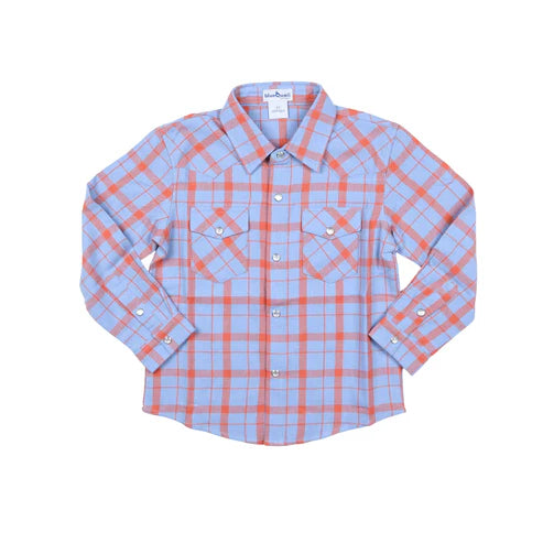 Pearl Snap Long Sleeve Shirt | Red + Blue Plaid Flannel