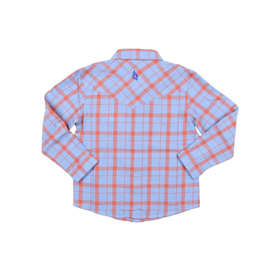 Pearl Snap Long Sleeve Shirt | Red + Blue Plaid Flannel