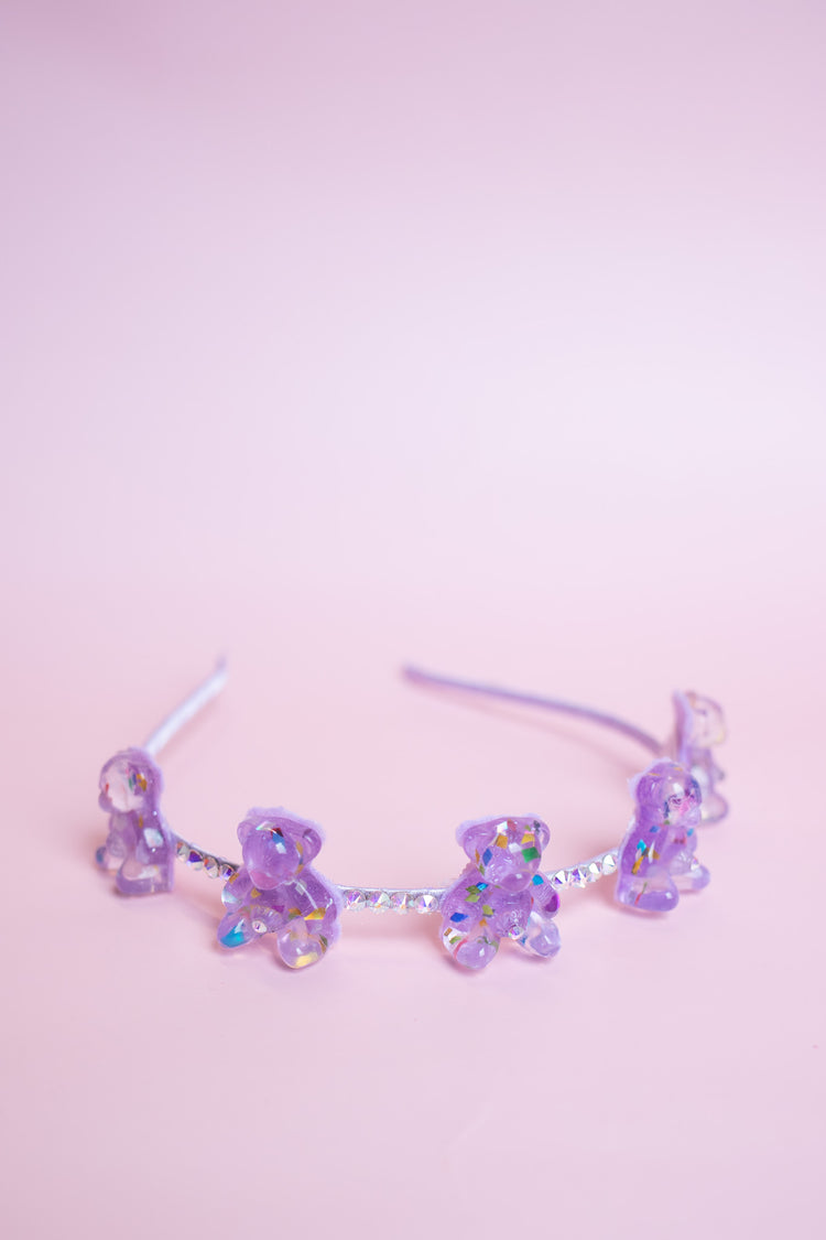 Teddy Bear Crystal Halo Thin Headband | Light Pink, Purple, White or Hot Pink