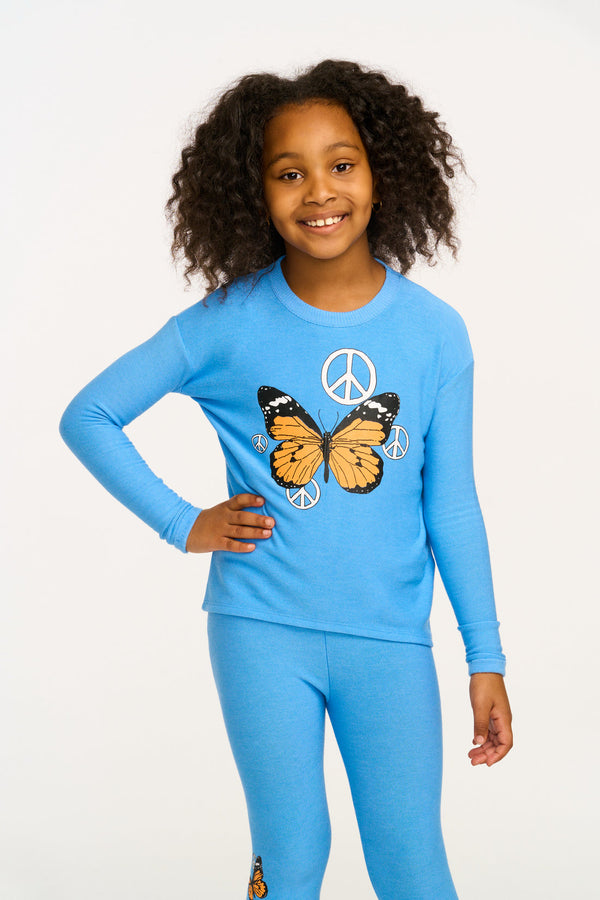 Peace Butterfly Long Sleeve Cozy Knit Pullover