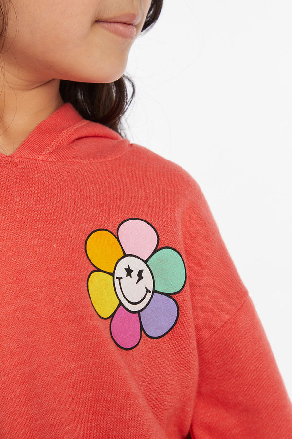 Smiley Flower & Hearts Girls Pullover Hoodie