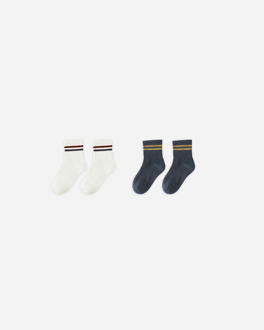 STRIPE SOCKS (2-PACK) || IVORY, NAVY